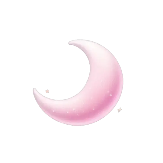 Pink crescent moon with sparkly white clouds emoji | AI Emoji Generator