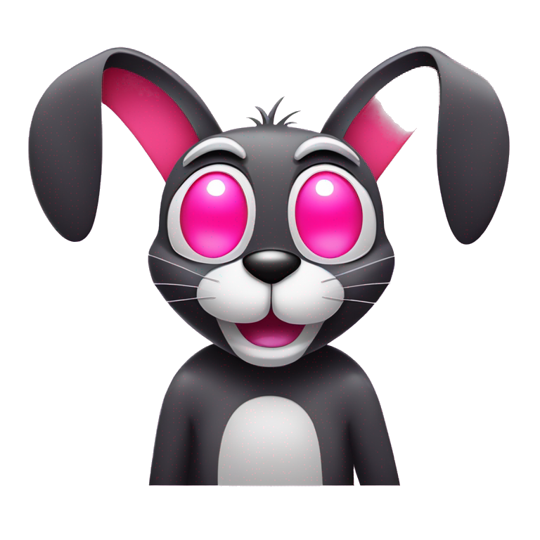 Cartoon in bright neon colours with pale pink red eyes happy chill eyes half open, in the style of Disney and loony tunes bugs bunny vector art clipart emoji