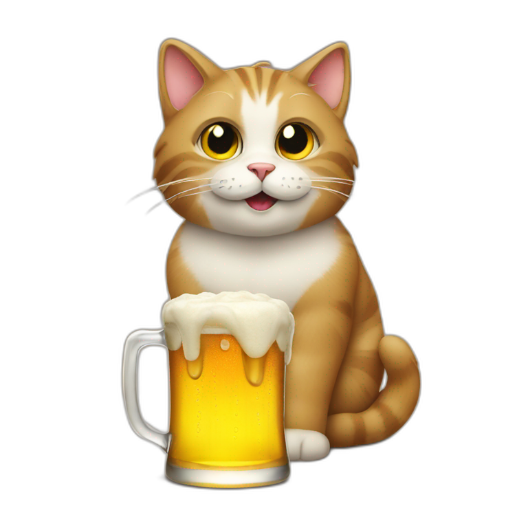 Cat drink a beer emoji