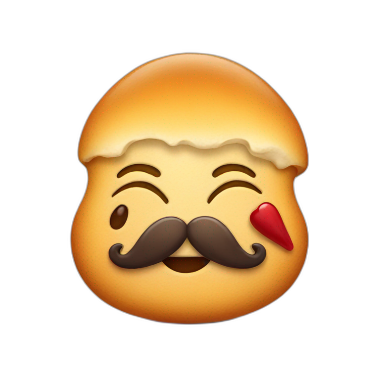 yum emoji with mustache emoji