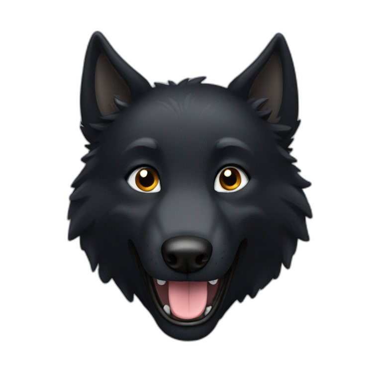 Happy black wolf emoji
