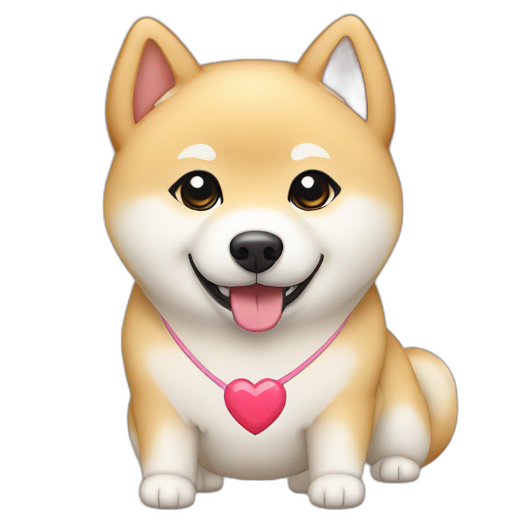 Cream Shiba Inu with heart cleo name tag emoji