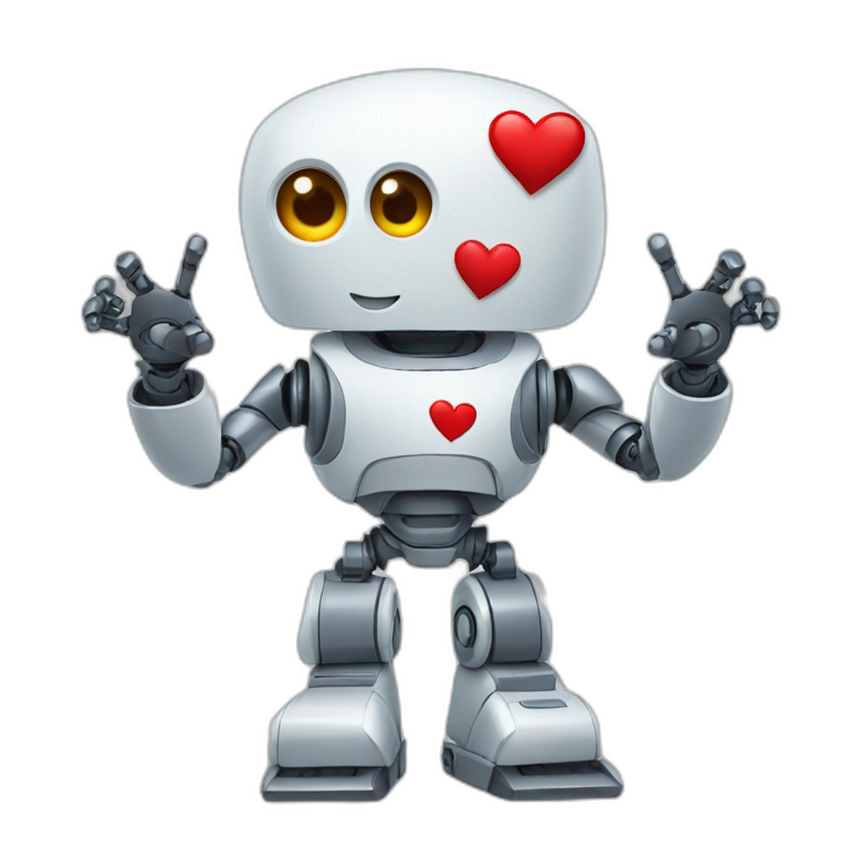 Robot doing a heart sign emoji