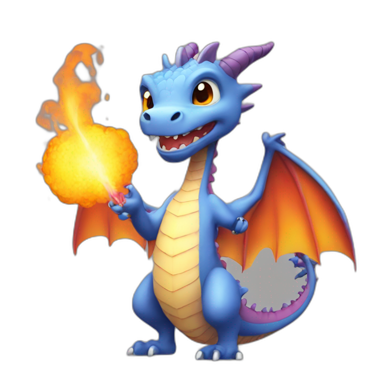A cute dragon breathing fire emoji