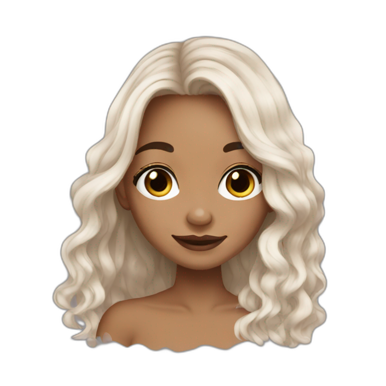 vitiligo girl brown long hair emoji