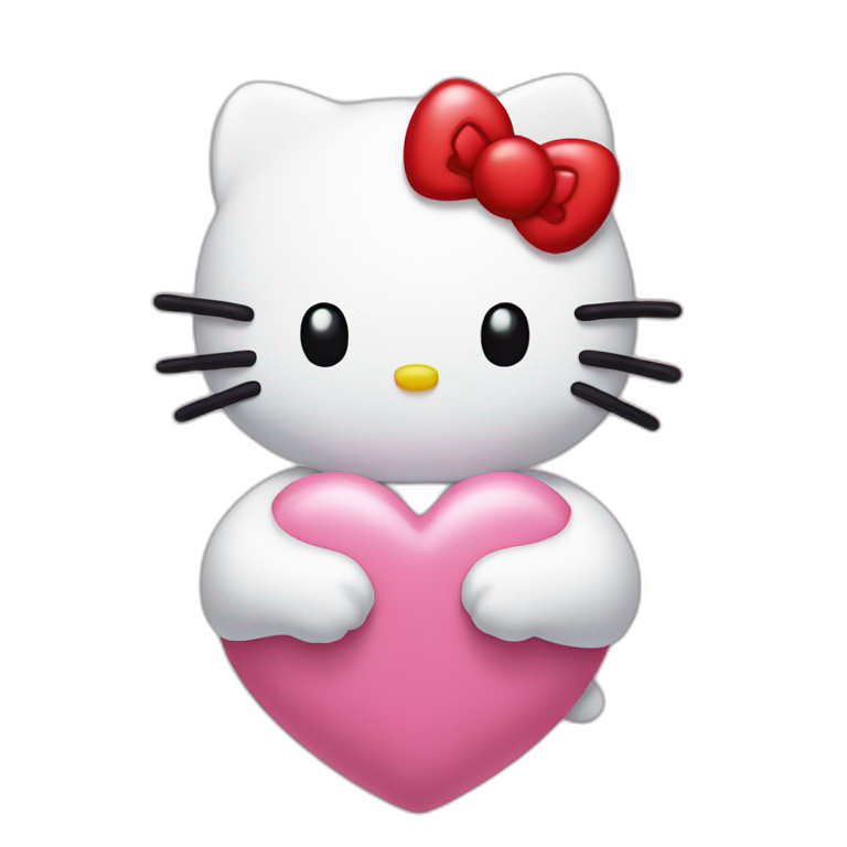 hello kitty making a heart emoji