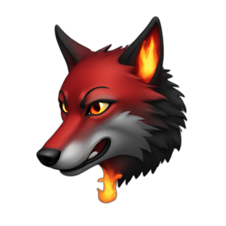 Red black wolf mad face with fire emoji