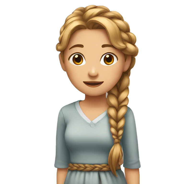 Girl with long braid over her shoulder going down to her waist  emoji