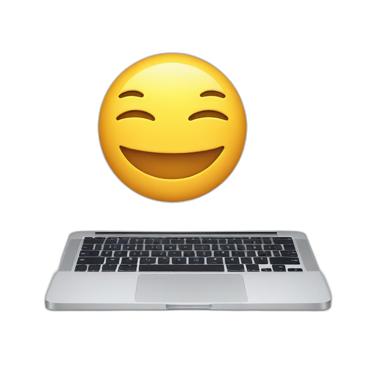macbook with smile face emoji