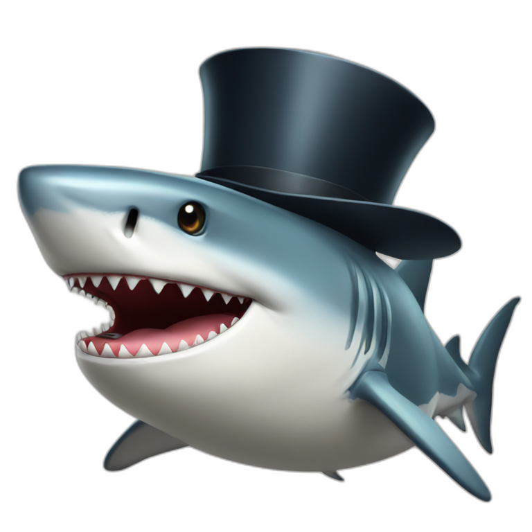 Shark with a top hat emoji