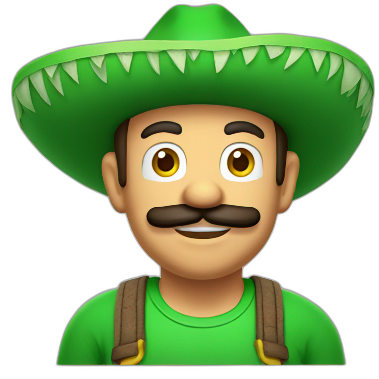 mexican mario with a green hat emoji