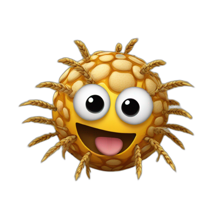 3d sphere with a cartoon spotted wheat Spider skin texture with creepy eyes emoji
