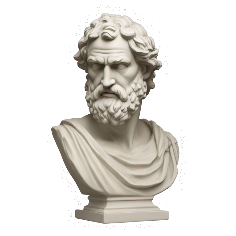 Ancient Greek King Odysseus Bust Statue, Hand on chin, Thinking, Off-White emoji