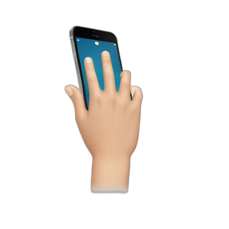 Hand using mobile emoji