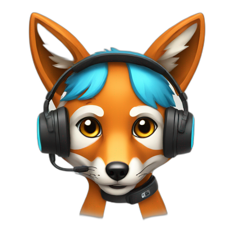 Fox with gaming headset emoji