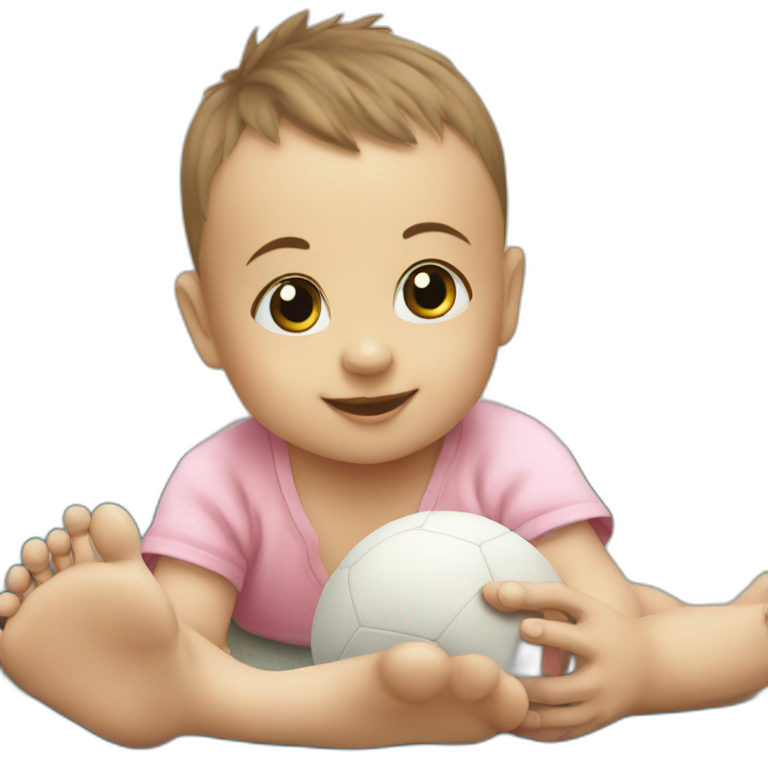 Baby playing baby foot emoji