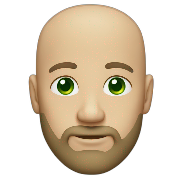bald guy beard green eyes emoji