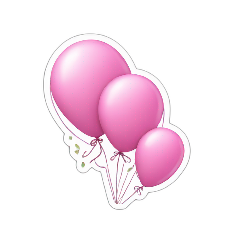 Pink ballons paper sticker emoji