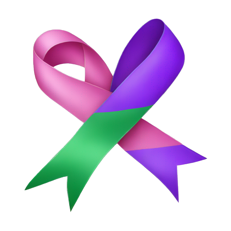 pink, purple and green ribbon emoji