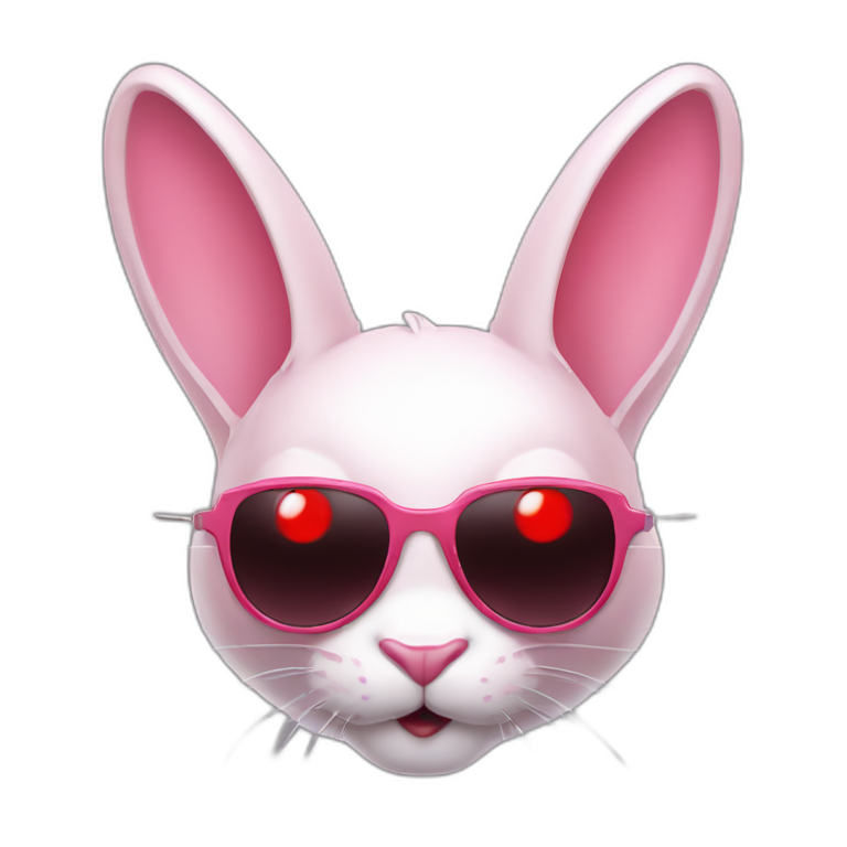 pale pink rage rabbit with red eyes cyberpunk sunglasses emoji