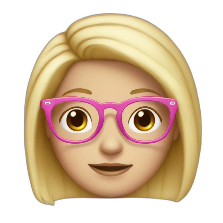 White girl with blond hair and pink glasses emoji