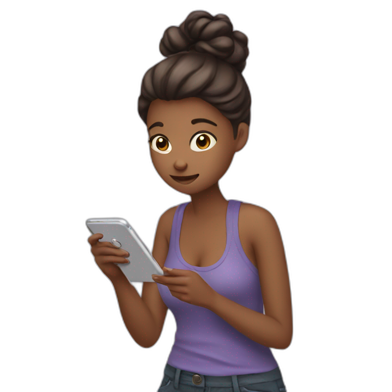 Girl scrolling phone emoji