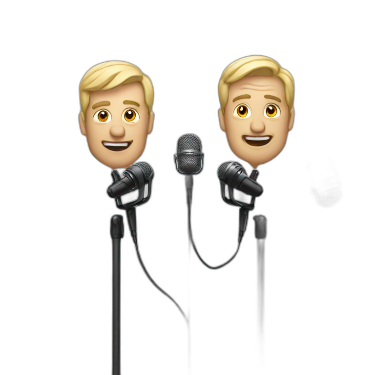 two men with microphones emoji