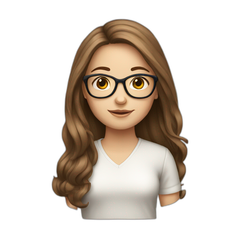long brown haired white girl with glasses emoji