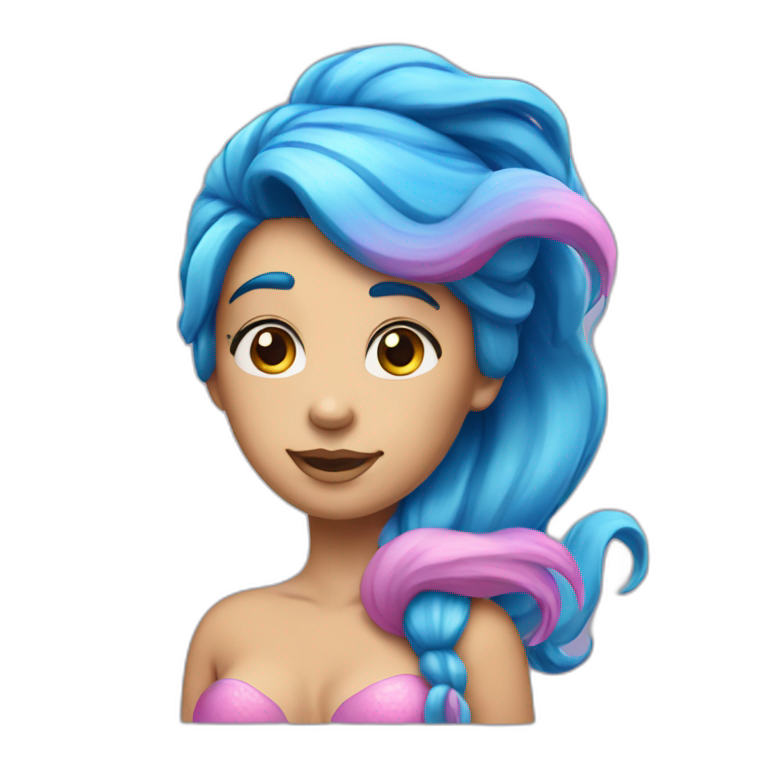 mermaid-with-a-half-blue-half-pink-tail-and-half-blue-half-pink-hair emoji