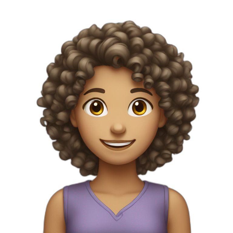 curly-haired girl smiles confidently emoji
