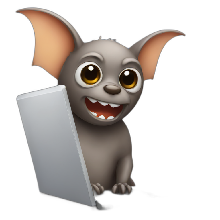 a bat using a laptop emoji