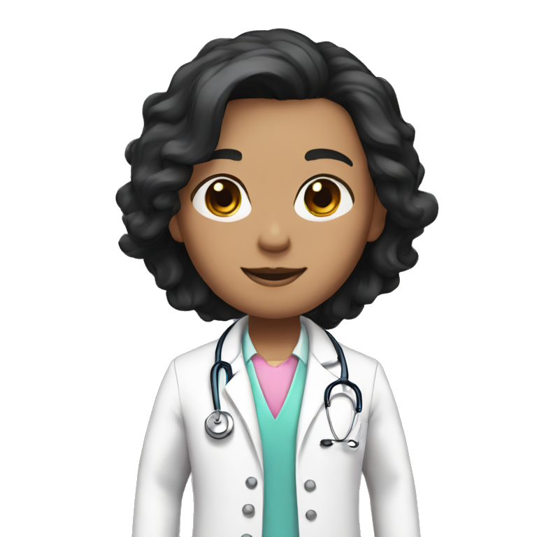 doctor dark black hair  pink undershirt with white coat emoji