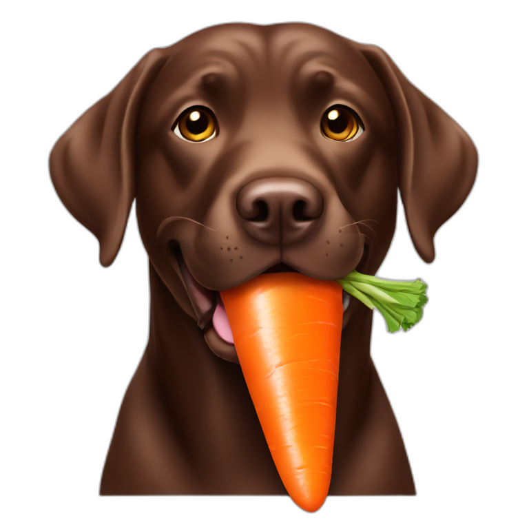 Chocolate labrador eating carrot emoji