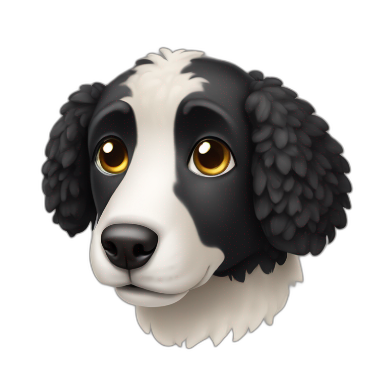 black sheep dog with kind eyes, long snout emoji