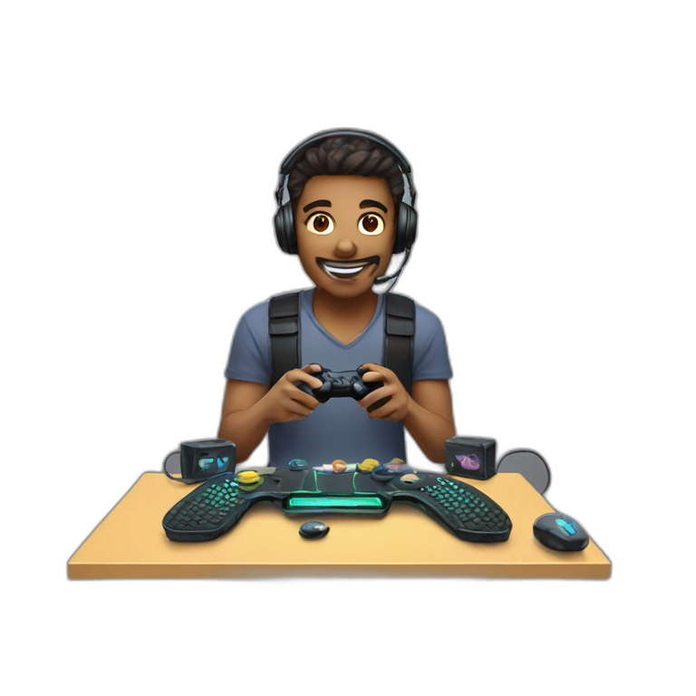 A gamer with gaming set up emoji