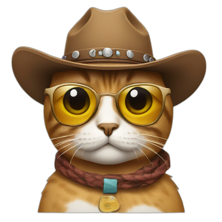 cat with sunglasses and cowboy hat emoji