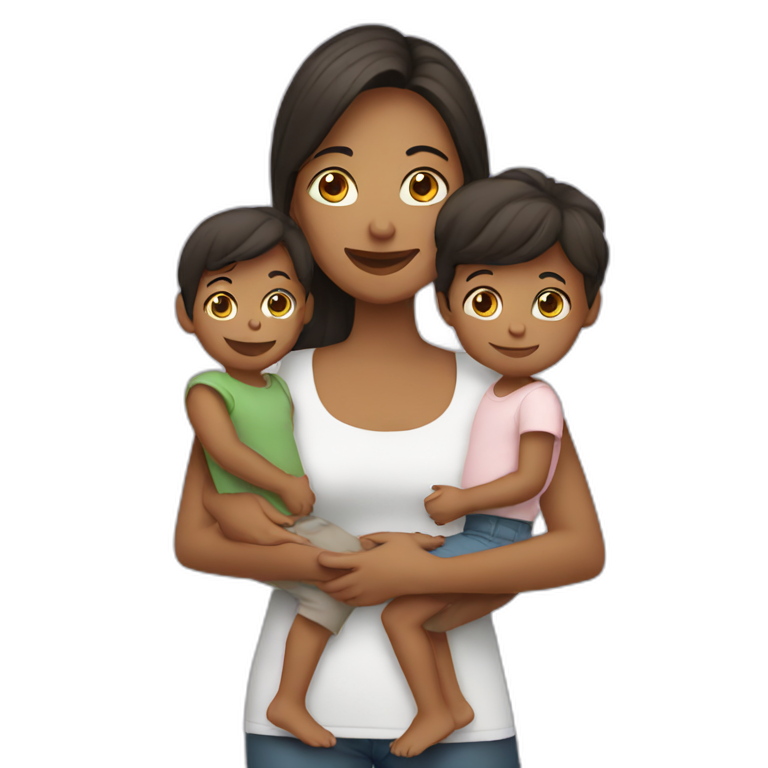 a  mother her 2 children emoji