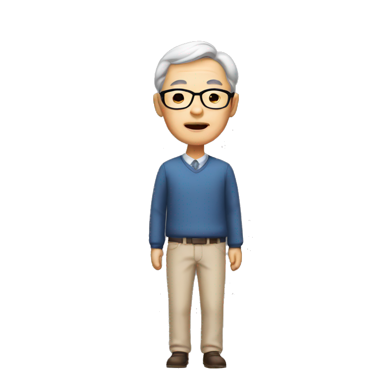 memoji, asian, old man, 57 years old, teacher emoji