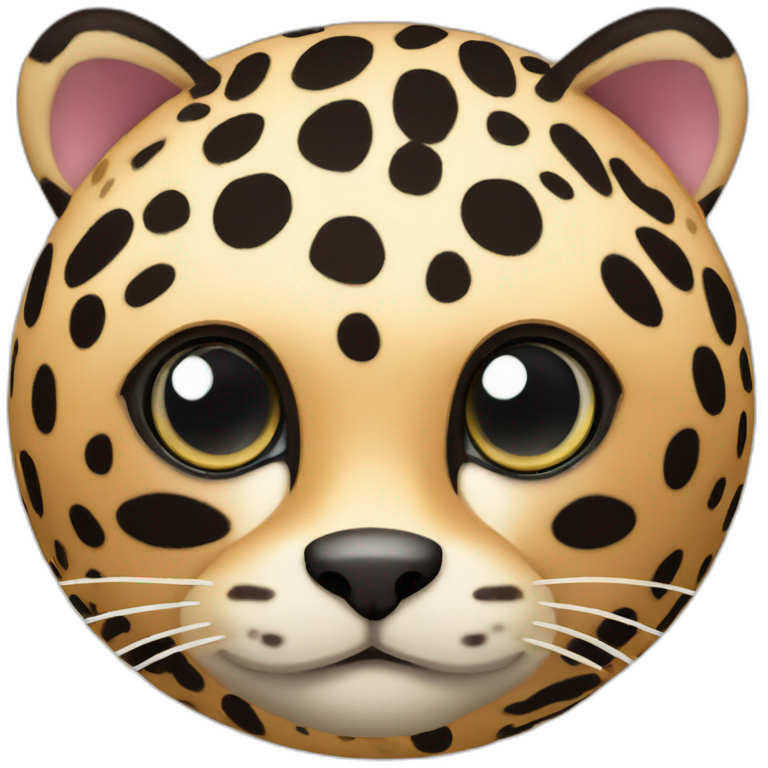 3d sphere with a cartoon Ocelot skin texture with big underdeveloped eyes emoji