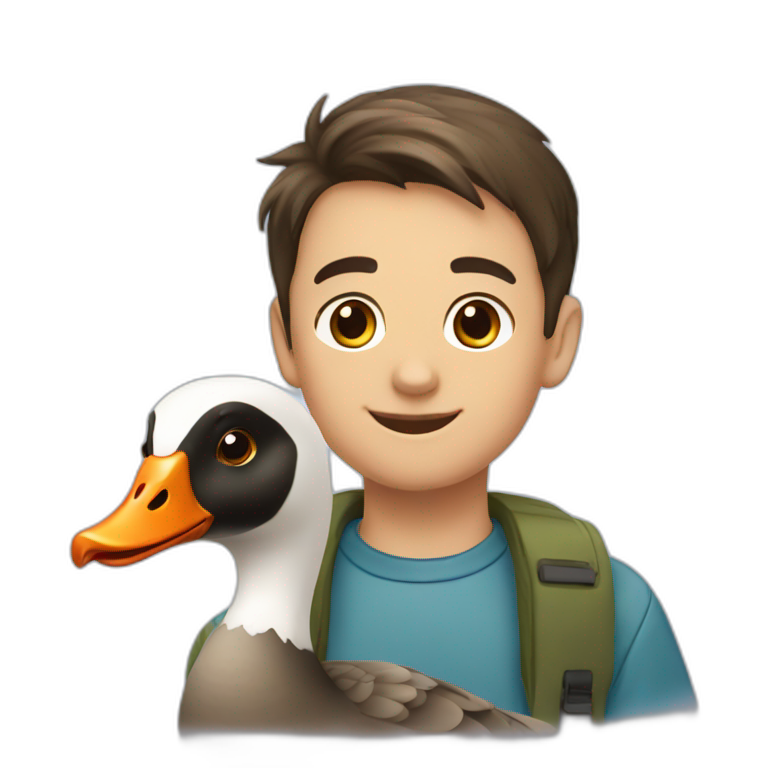 A goose and a boy emoji