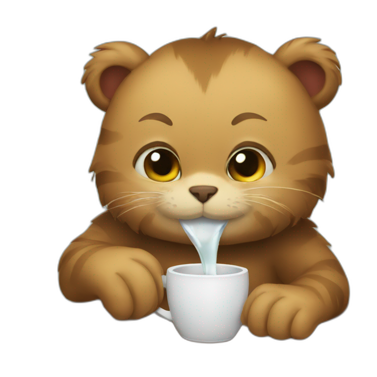 cat drinking bear emoji