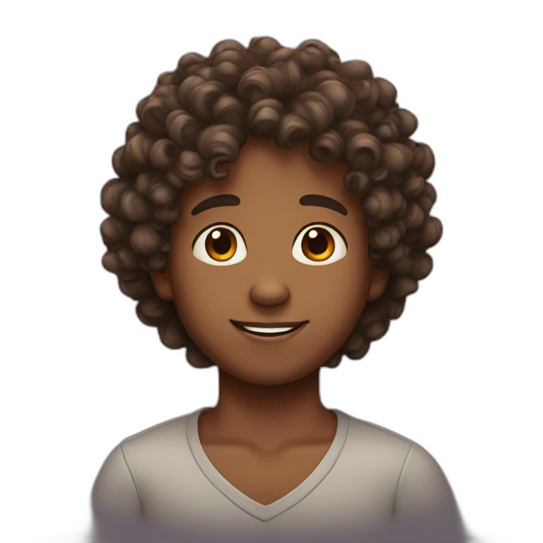 curly hair brown skin boy emoji