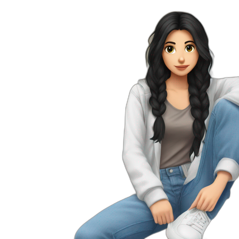 girl in denim jeans sitting emoji