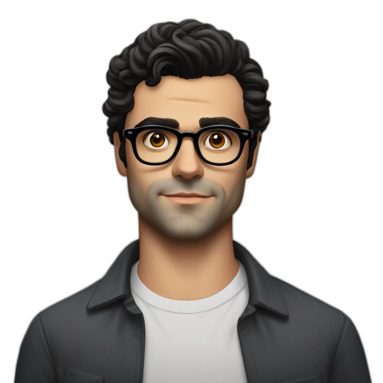 young oscar isaac with glasses and clean shaven thin face emoji