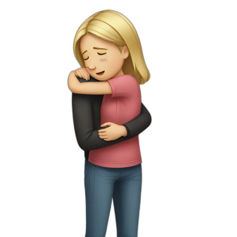 girl crying and hugging boy emoji