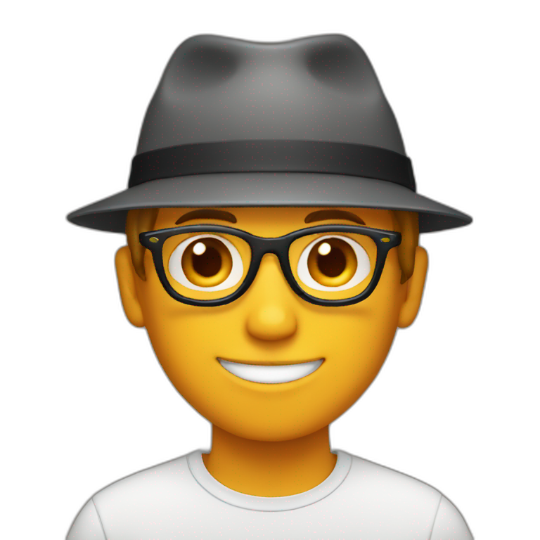 white boy with hat orange and glasses emoji