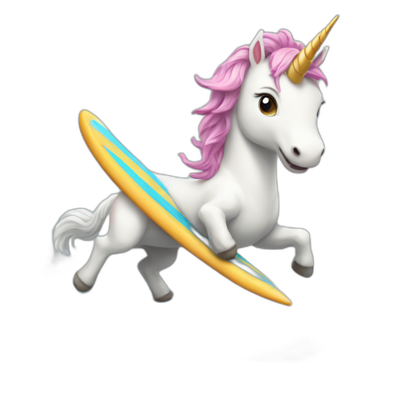 cute Unicorn surfing emoji