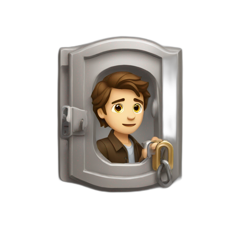 Classy young man brown-haired struggling to get a key into a lock emoji