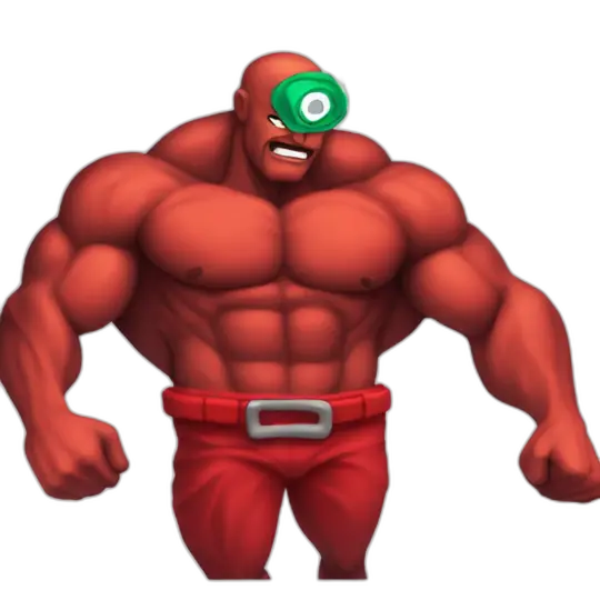 muscular red-skinned lone figure emoji