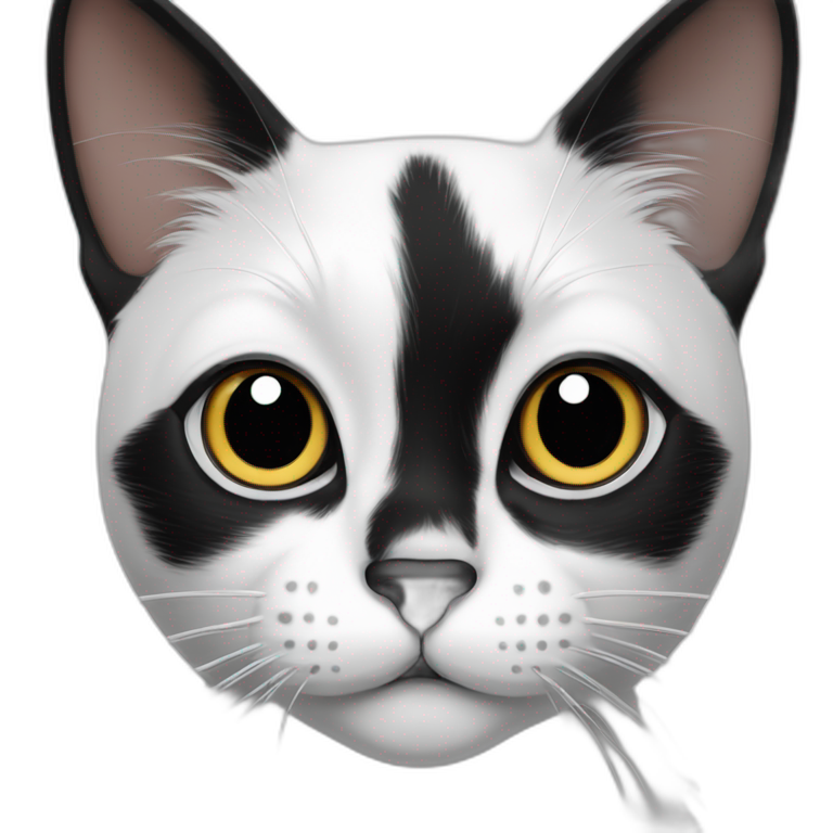 BLACK AND WHITE CAT WITH SPOT ON NOSE emoji